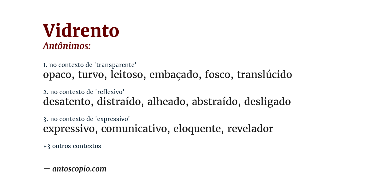 Antônimo de vidrento