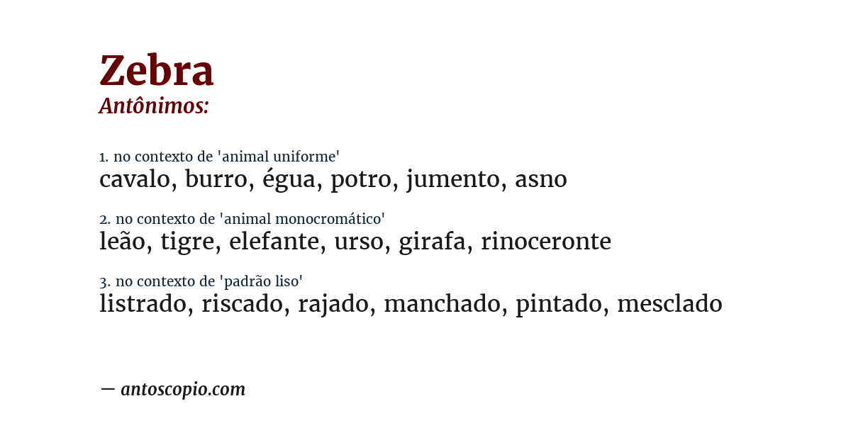 Antônimo de zebra