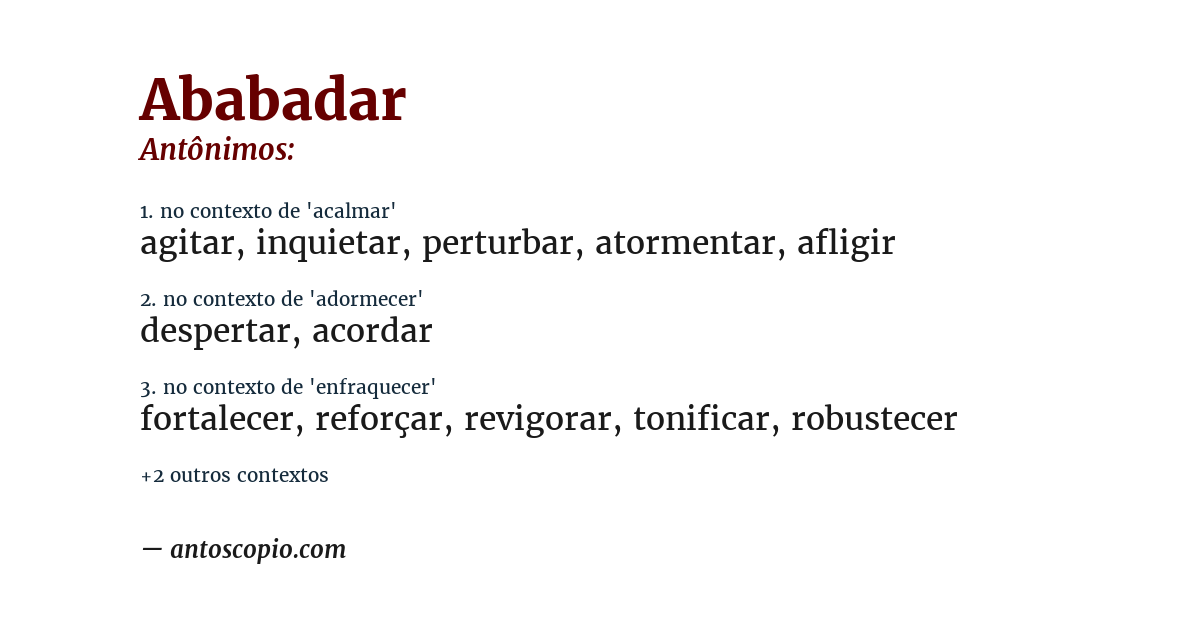 Antônimo de ababadar