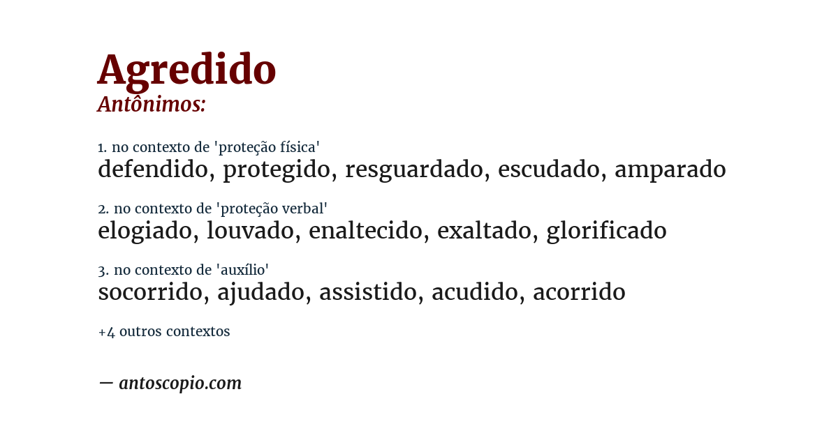 Antônimo de agredido