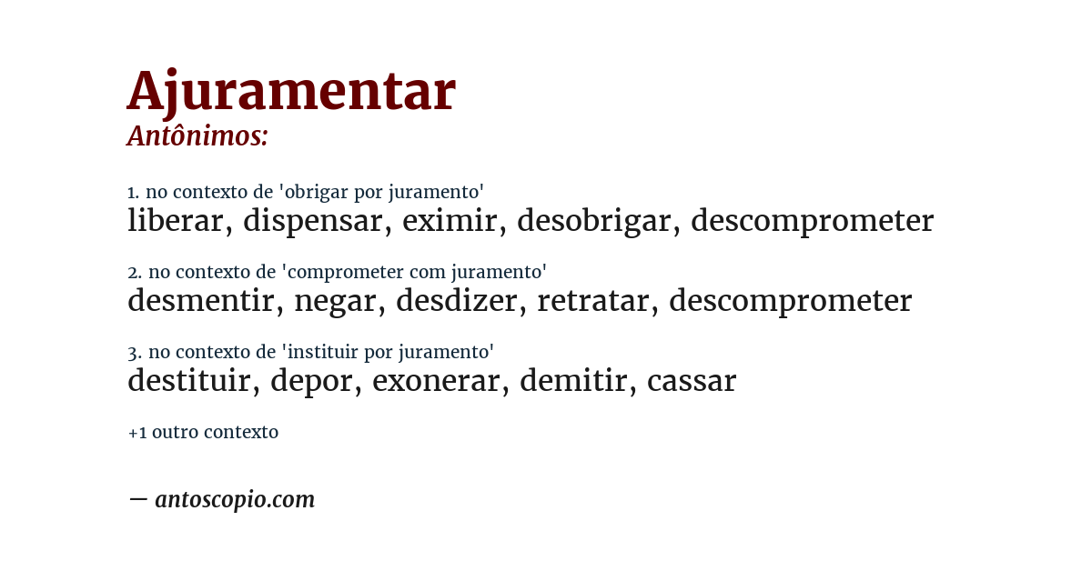 Antônimo de ajuramentar