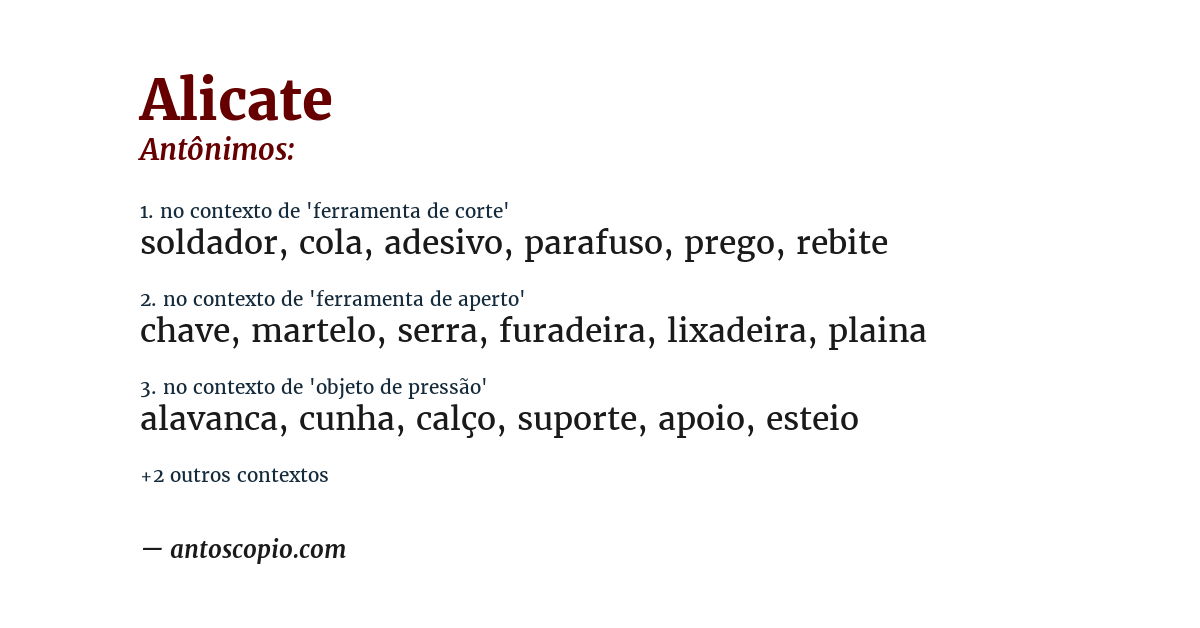 Antônimo de alicate