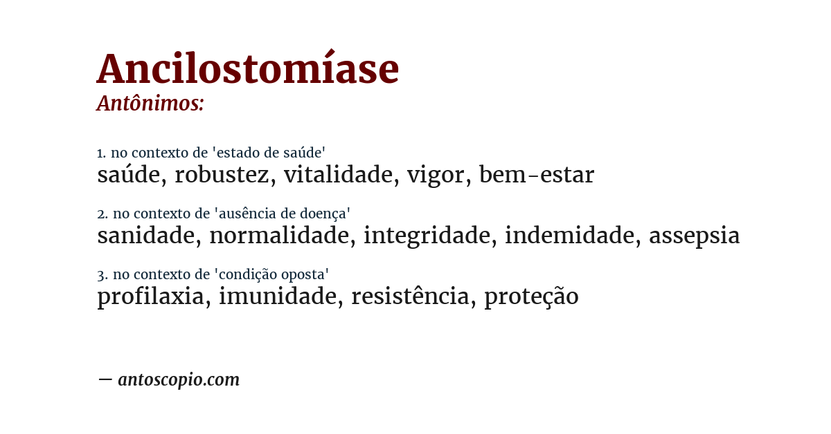 Antônimo de ancilostomíase