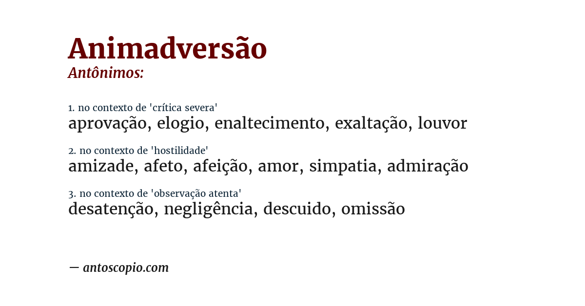 Antônimo de animadversão