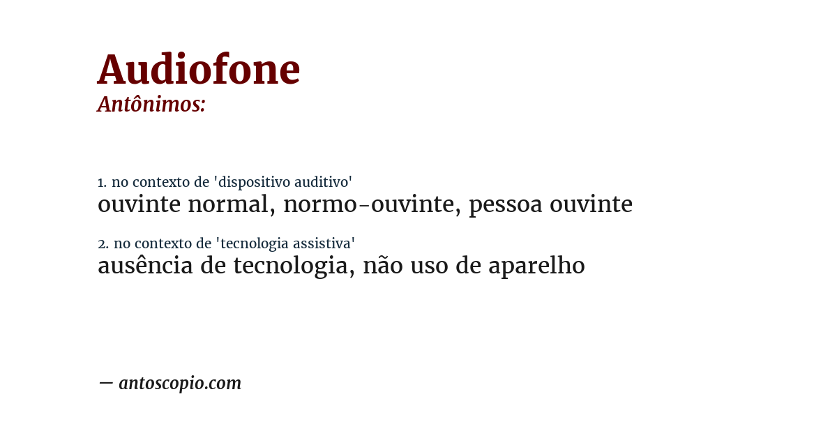 Antônimo de audiofone