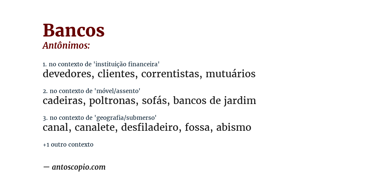 Antônimo de bancos