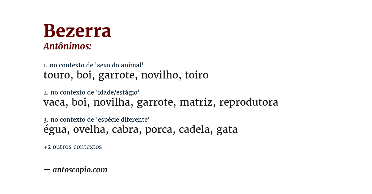 Antônimo de bezerra