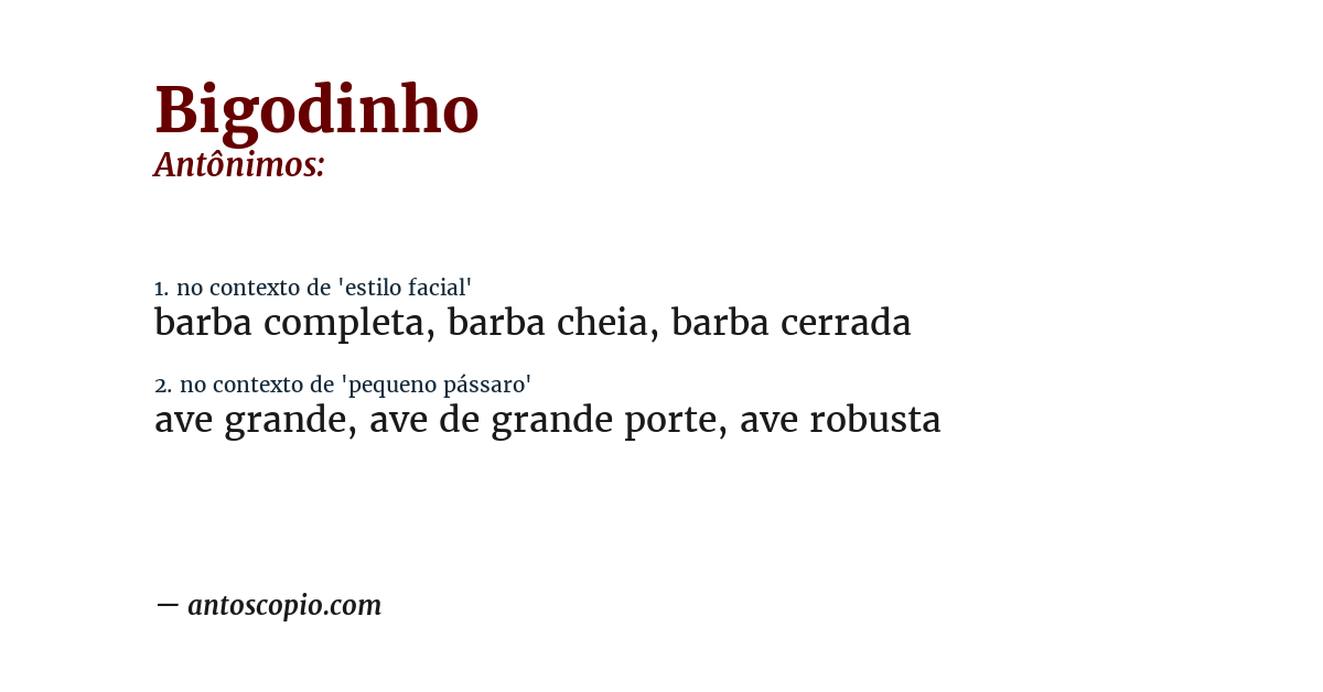 Antônimo de bigodinho