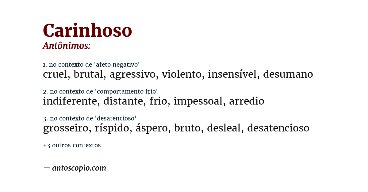 Antônimo de carinhoso