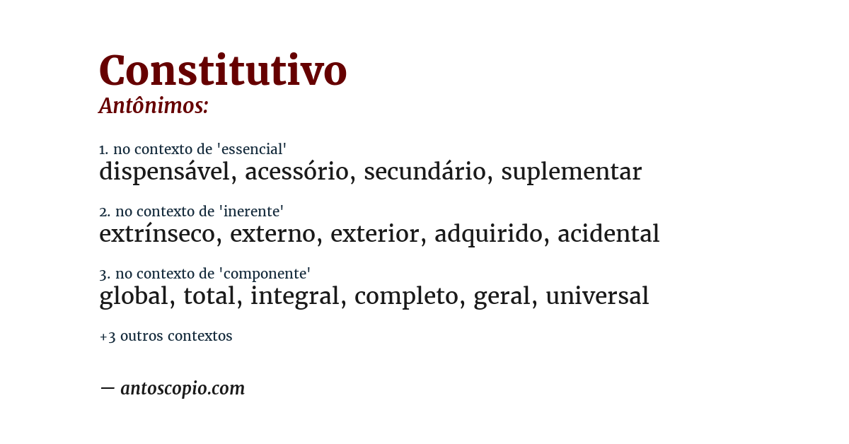 Antônimo de constitutivo