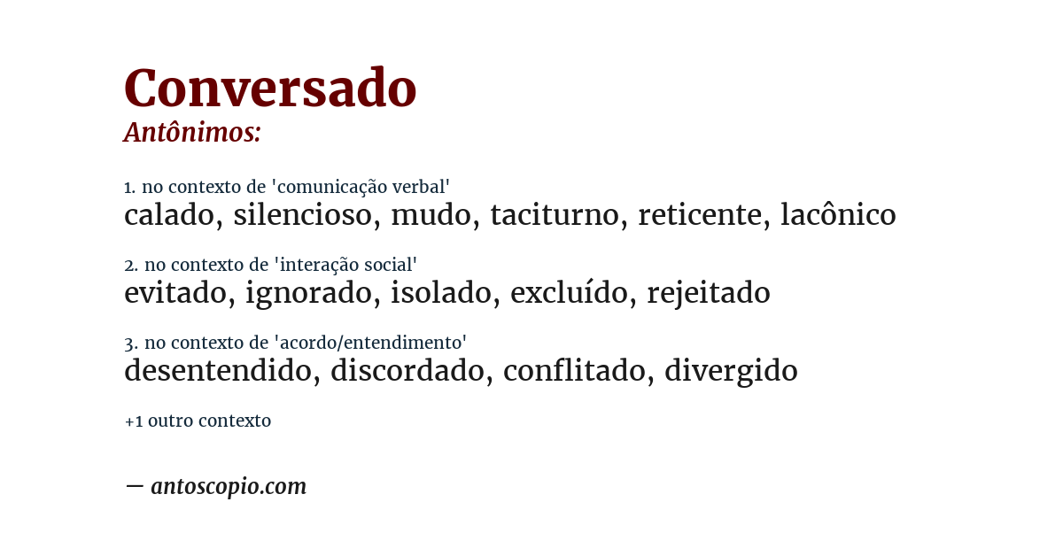 Antônimo de conversado