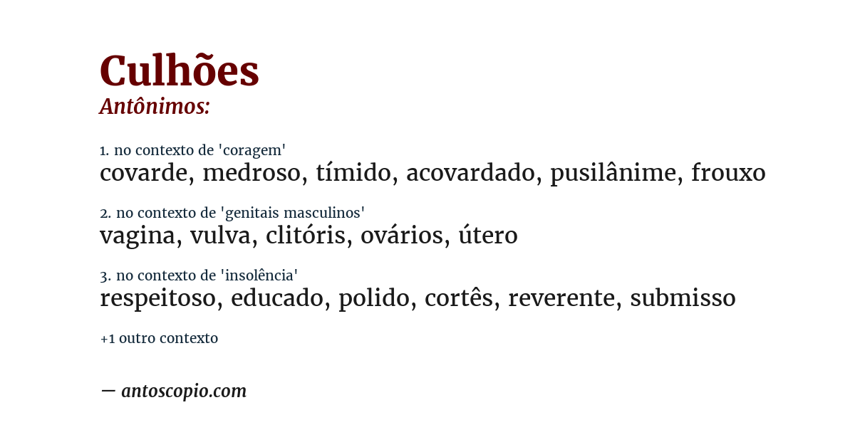 Antônimo de culhões
