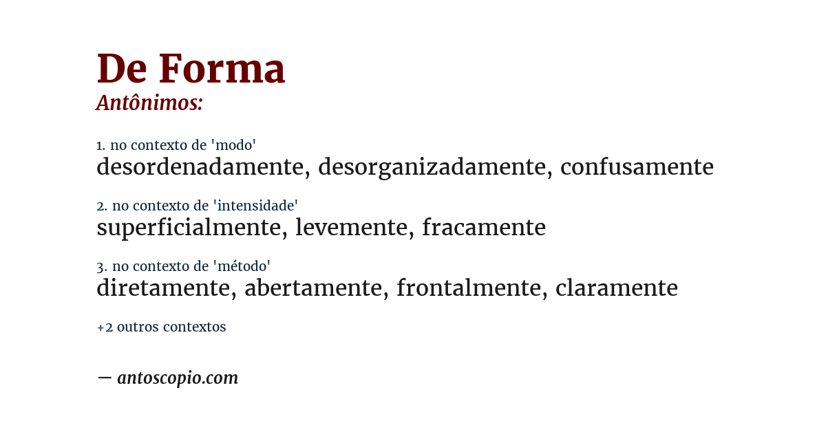 Antônimo de de forma