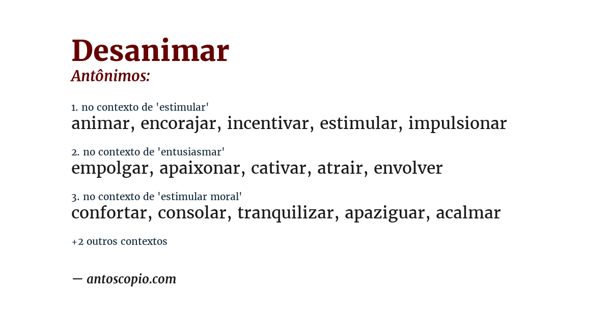 Antônimo de desanimar