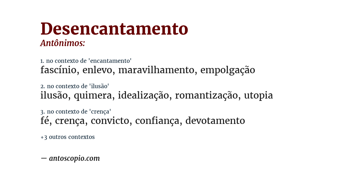 Antônimo de desencantamento