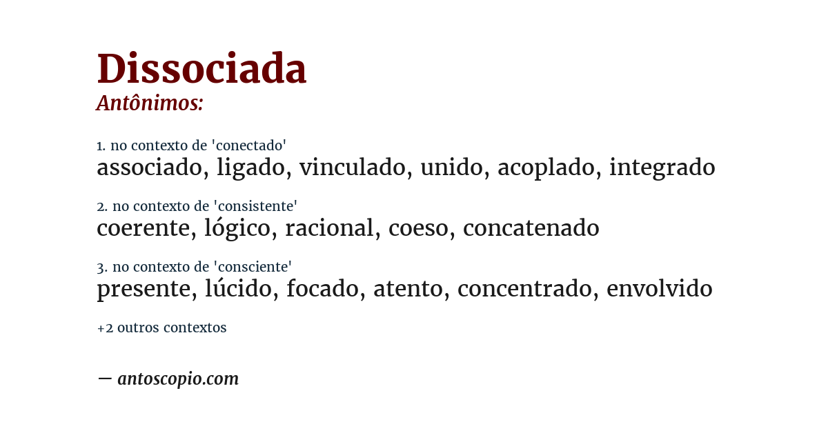 Antônimo de dissociada