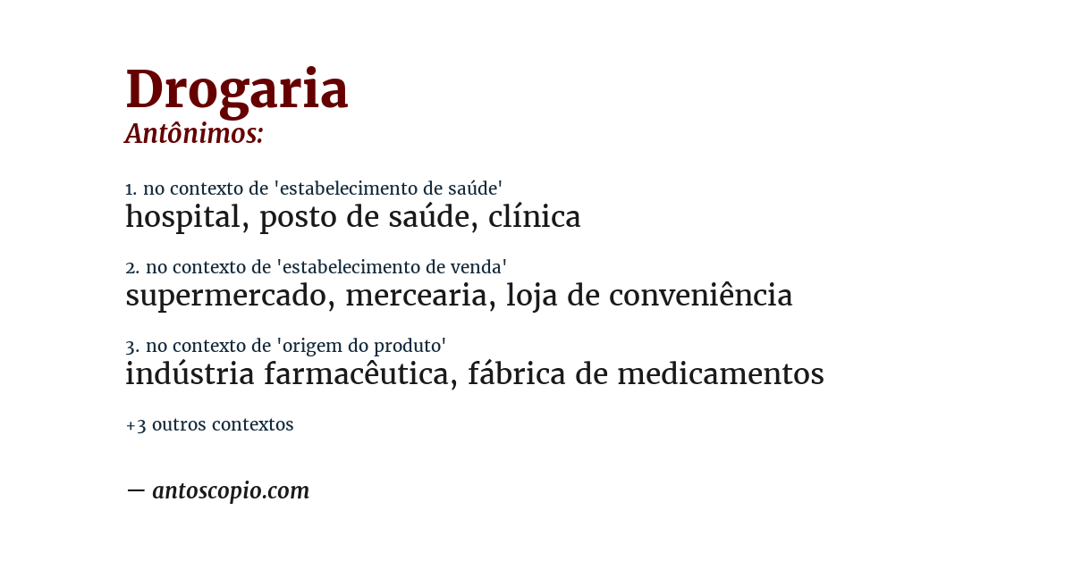Antônimo de drogaria