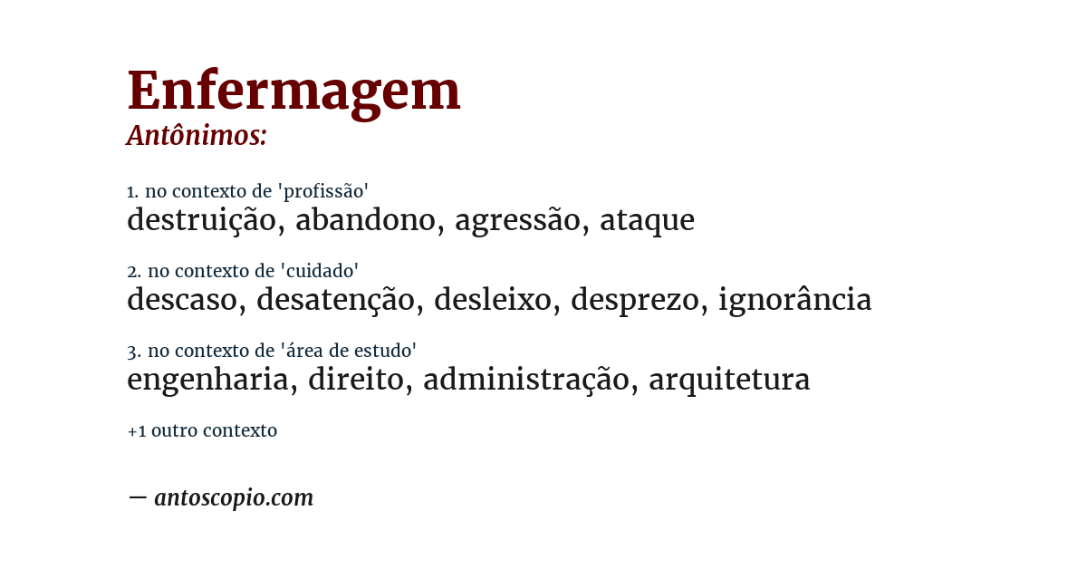Antônimo de enfermagem