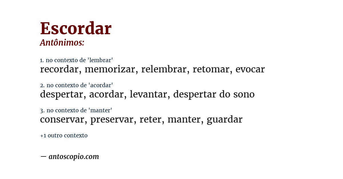 Antônimo de escordar