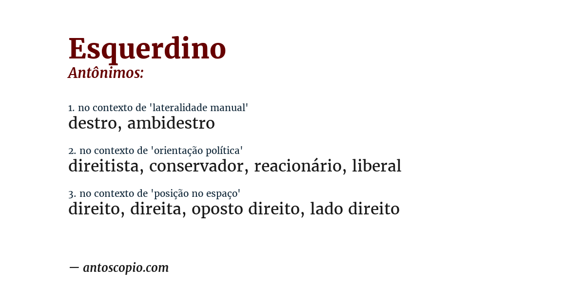 Antônimo de esquerdino