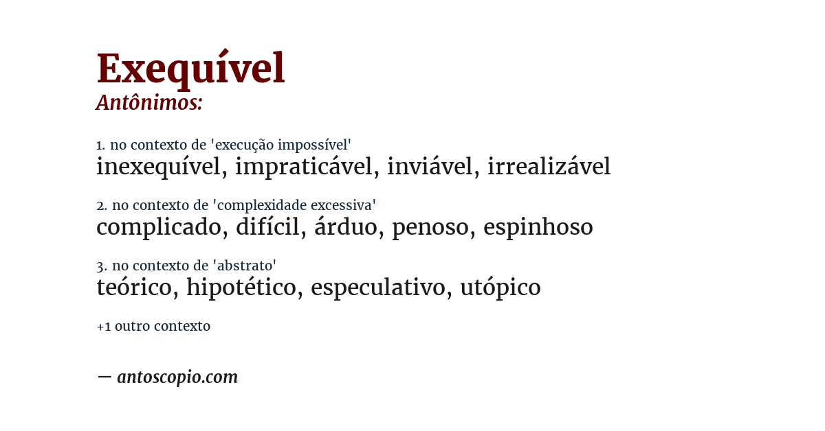 Antônimo de exequível