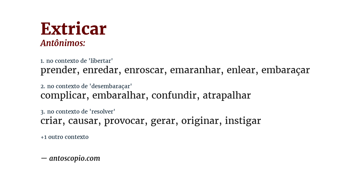 Antônimo de extricar