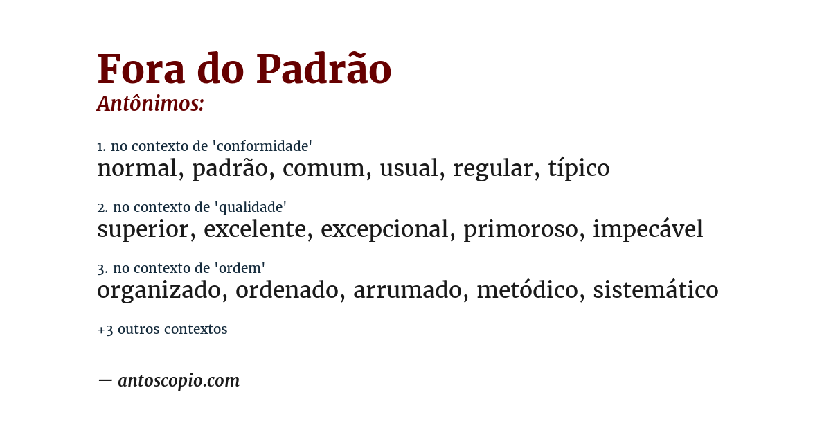 Antônimo de fora do padrão