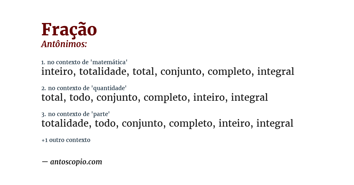 Antônimo de fração