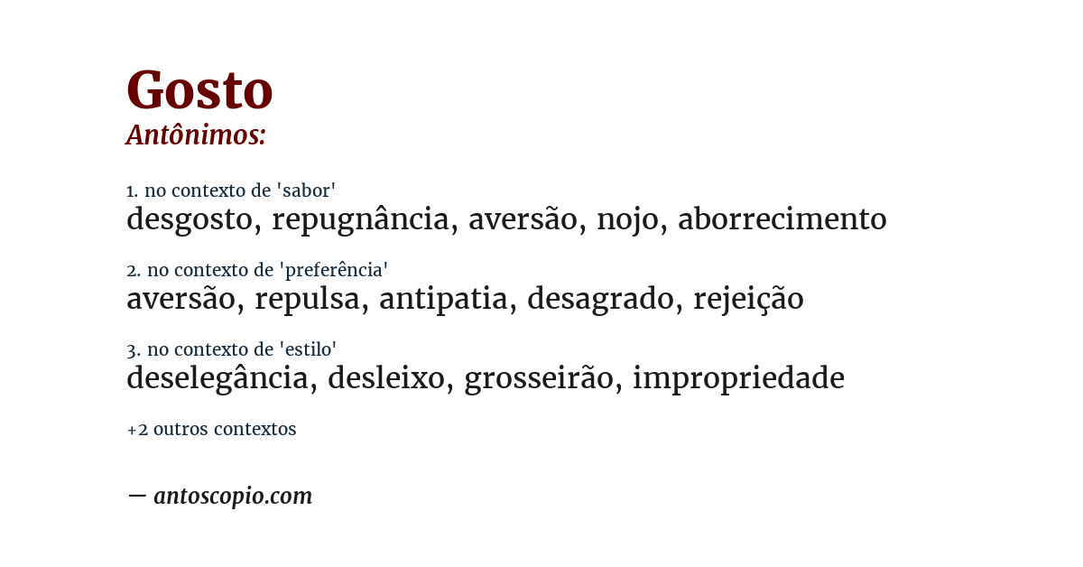 Antônimo de gosto