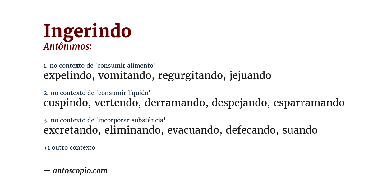 Antônimo de ingerindo