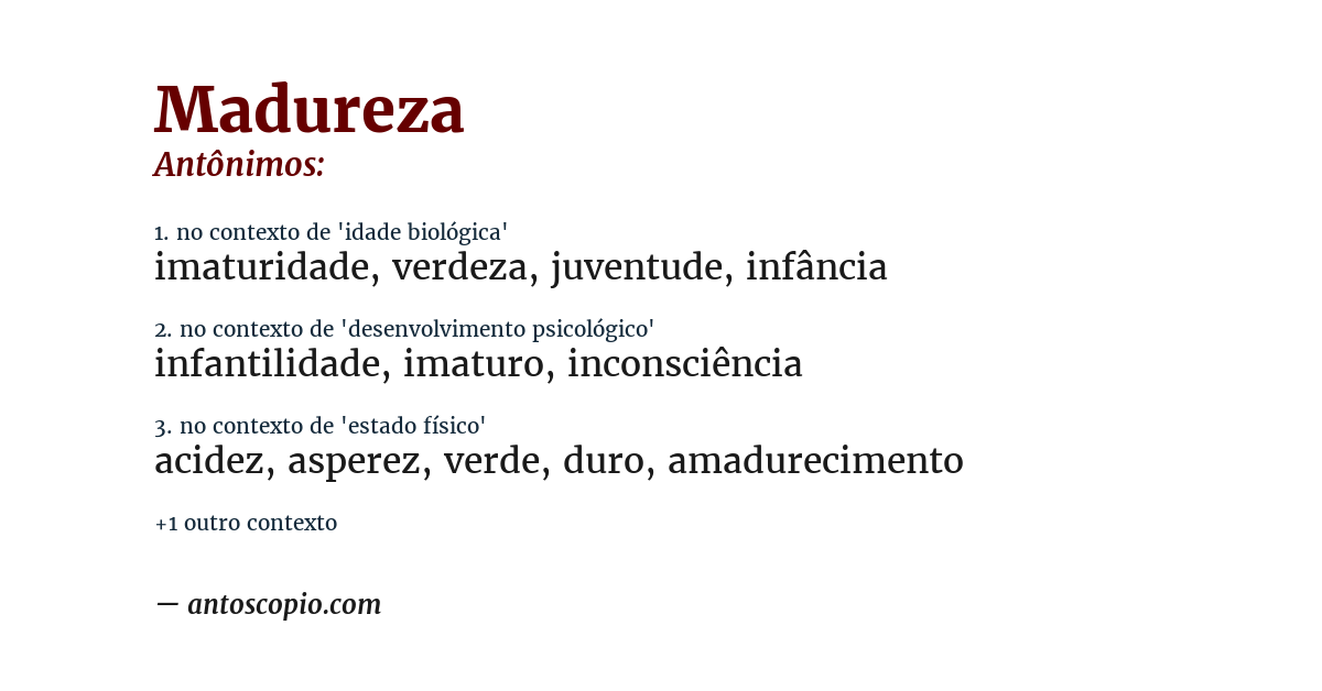 Antônimo de madureza