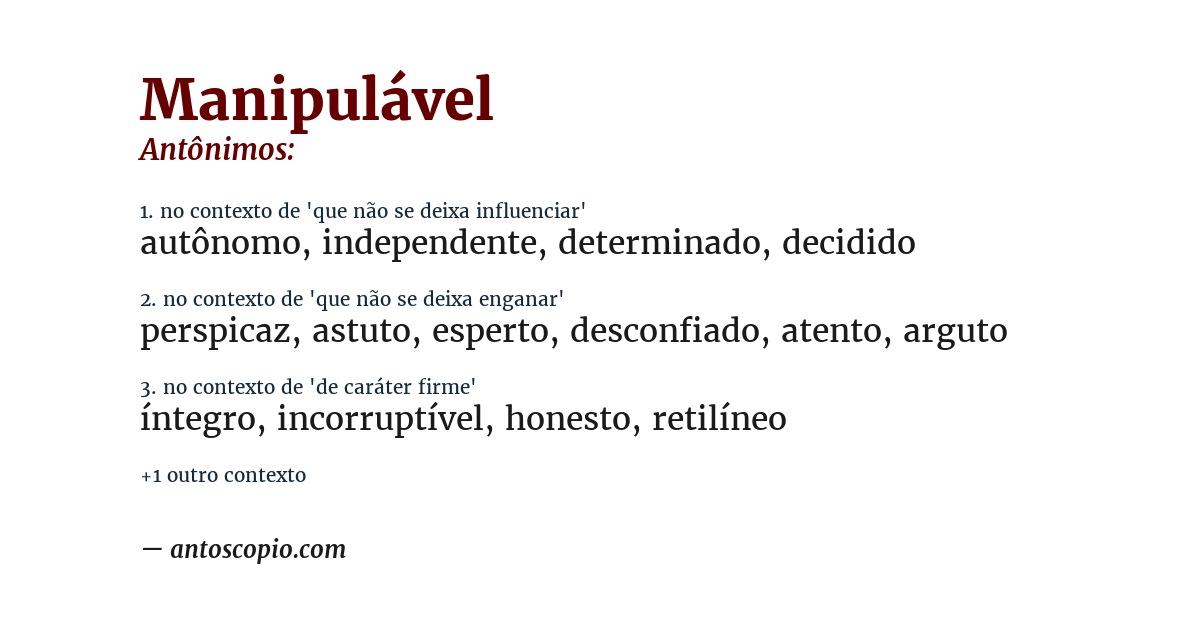 Antônimo de manipulável