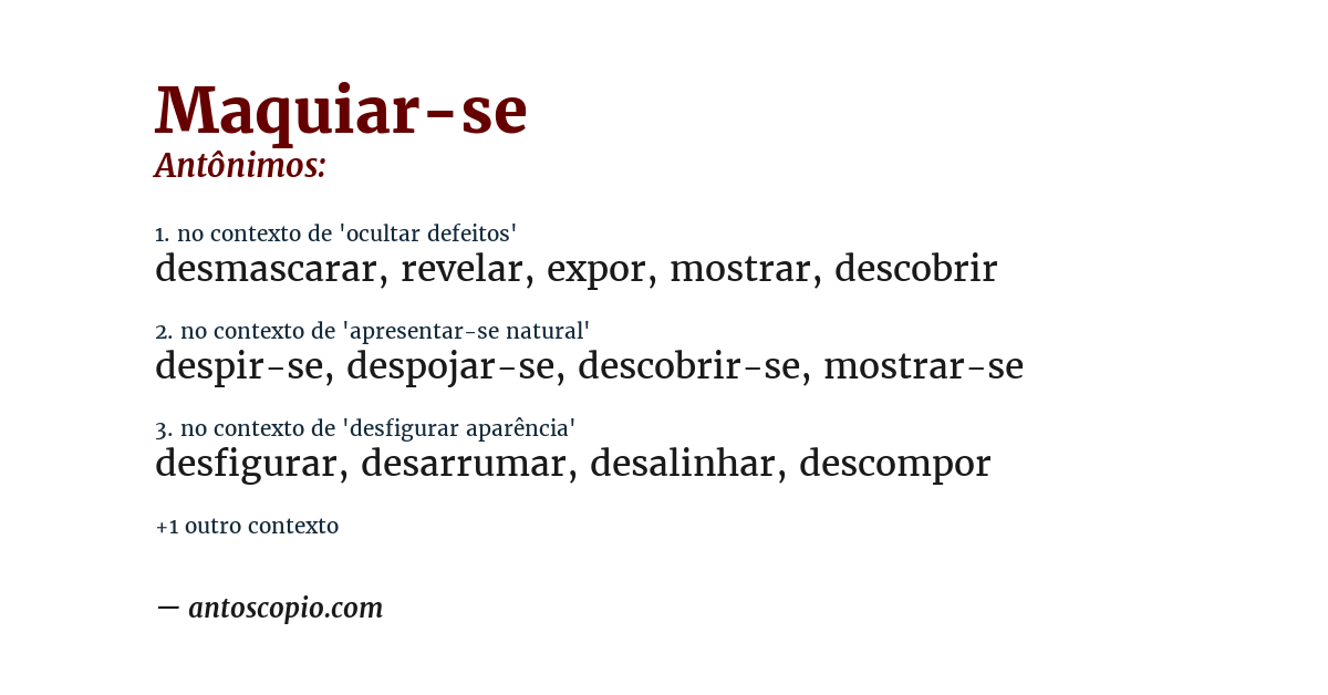 Antônimo de maquiar-se