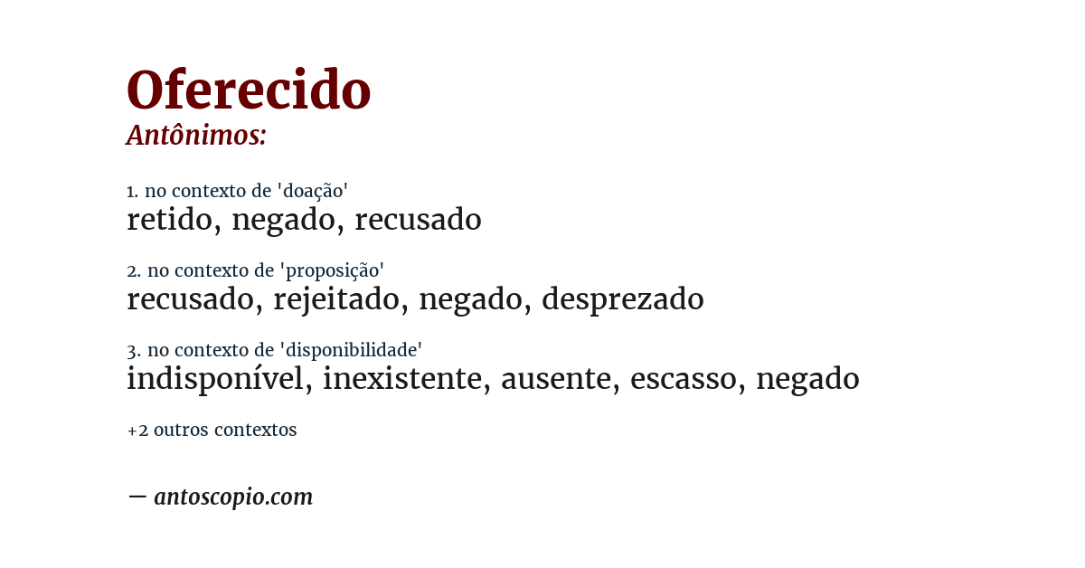 Antônimo de oferecido