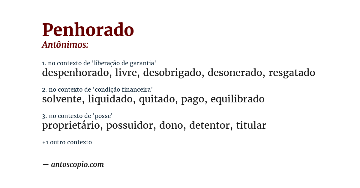 Antônimo de penhorado