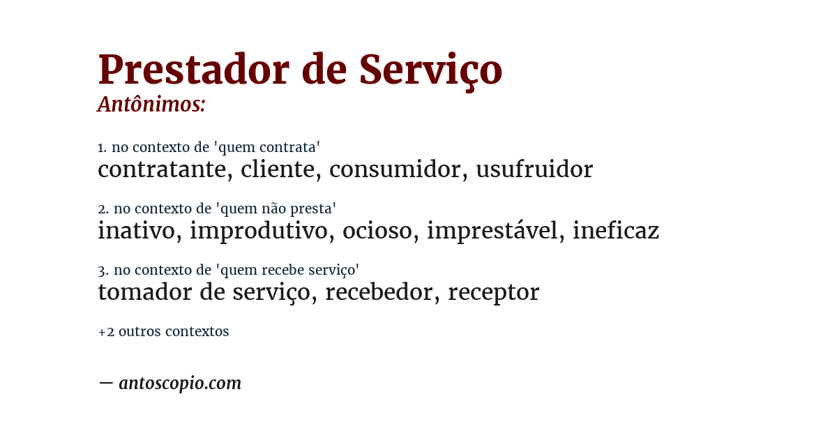 Antônimo de prestador de serviço