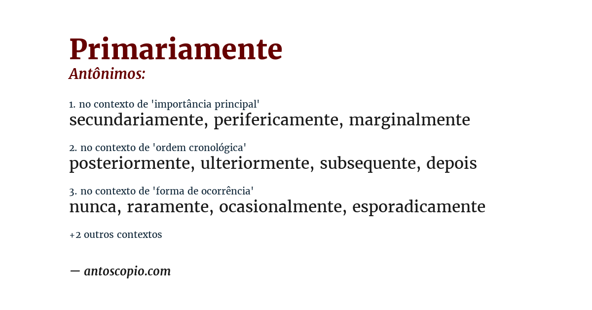 Antônimo de primariamente