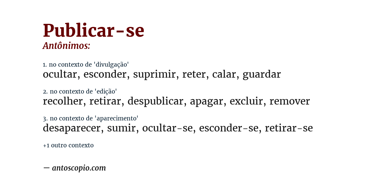 Antônimo de publicar-se