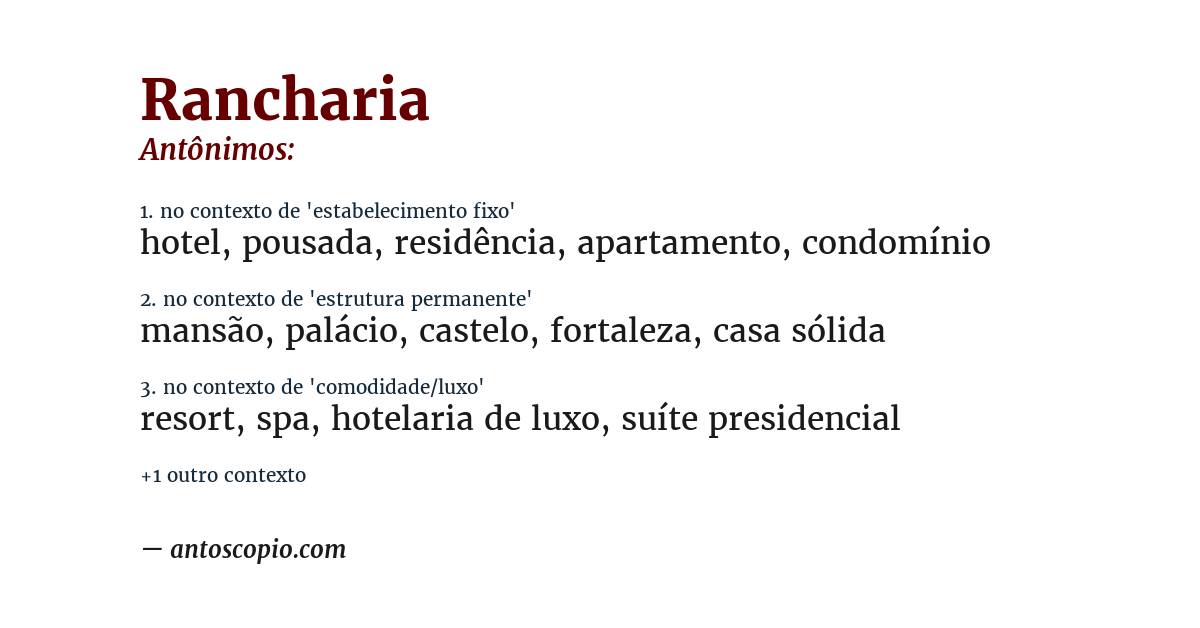 Antônimo de rancharia