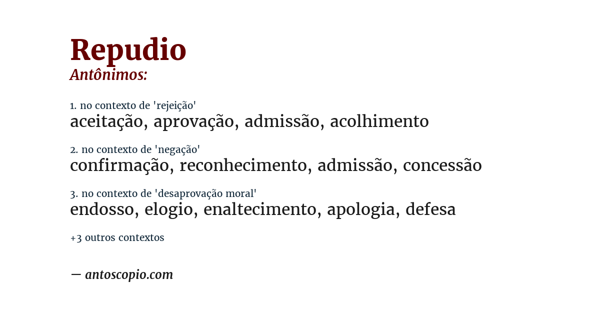 Antônimo de repudio