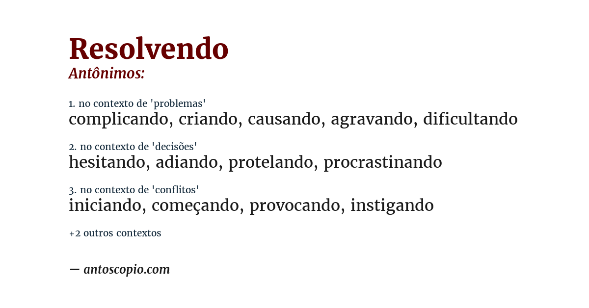 Antônimo de resolvendo
