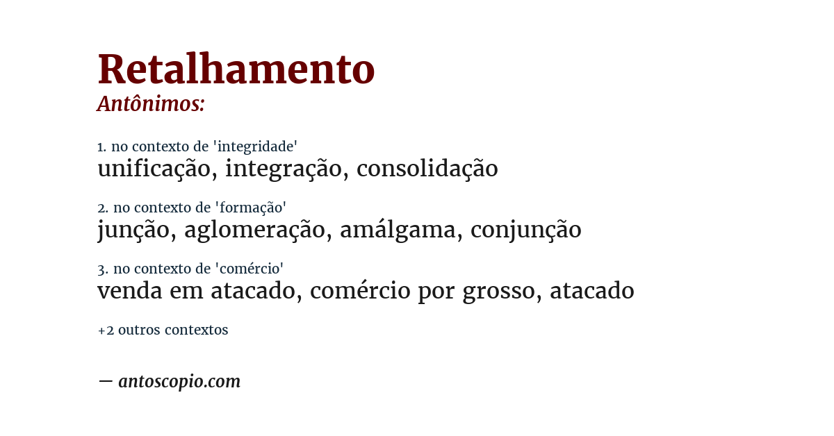Antônimo de retalhamento