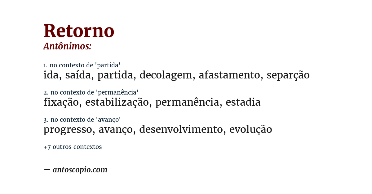 Antônimo de retorno