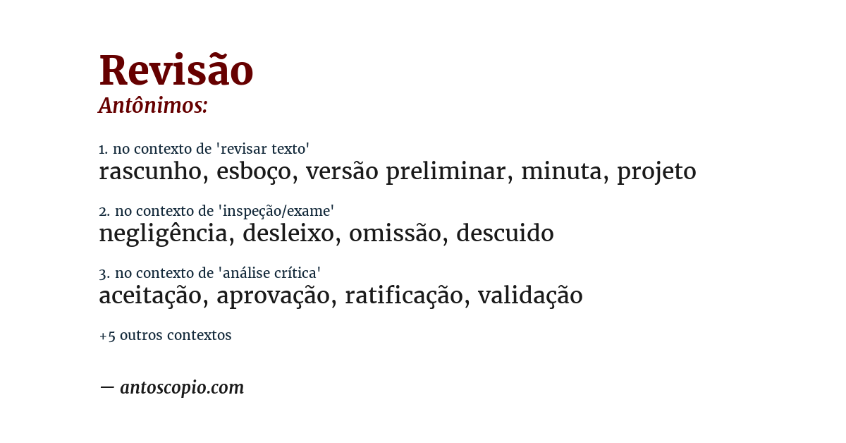Antônimo de revisão