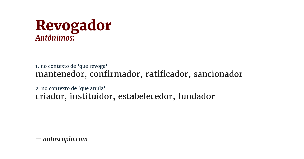 Antônimo de revogador