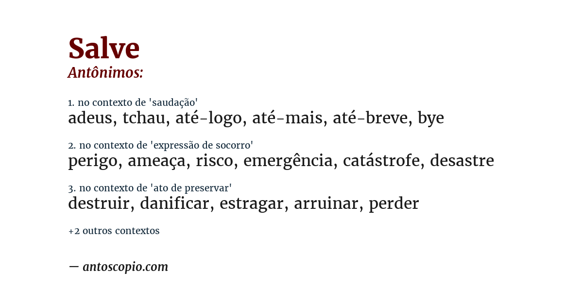 Antônimo de salve