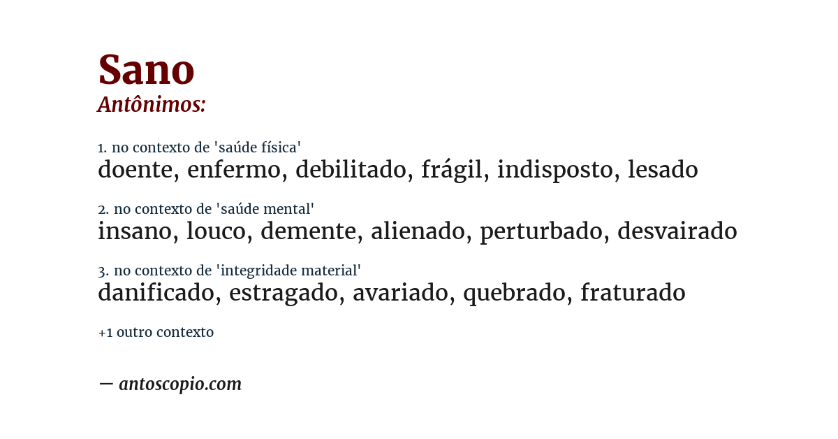 Antônimo de sano