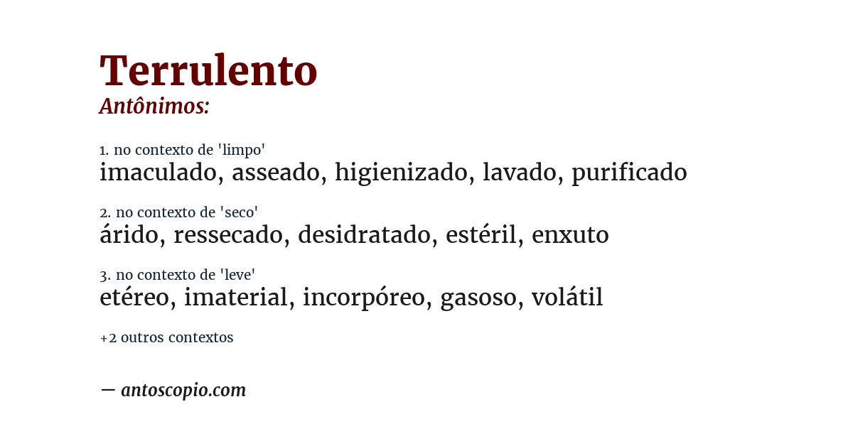 Antônimo de terrulento