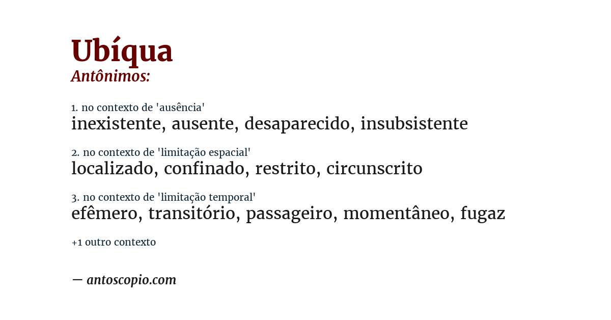 Antônimo de ubíqua