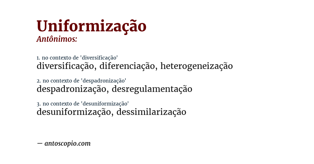 Antônimo de uniformização